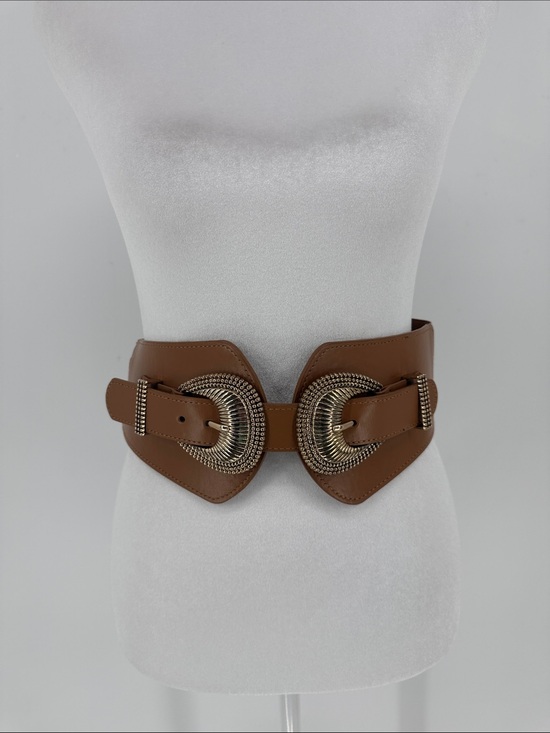 Other Accessories - Women’s Western Double Buckle Corset Waist Belt M/L Tan Gold Boho